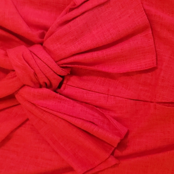 STYLE RED DRESS, NWOT, size 12, red, sleeveless, linen, side zipper. - Picture 6 of 12